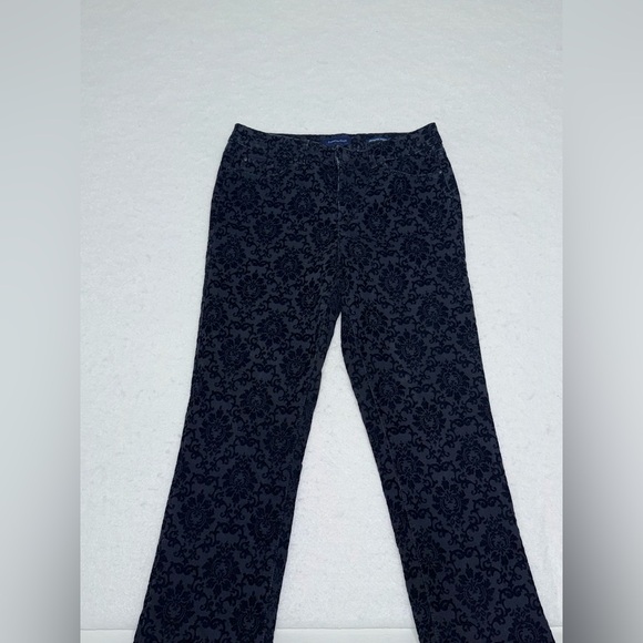 Charter Club Black Velvet low rise Damask Pants Pre-Owned Size 6 - Picture 2 of 7